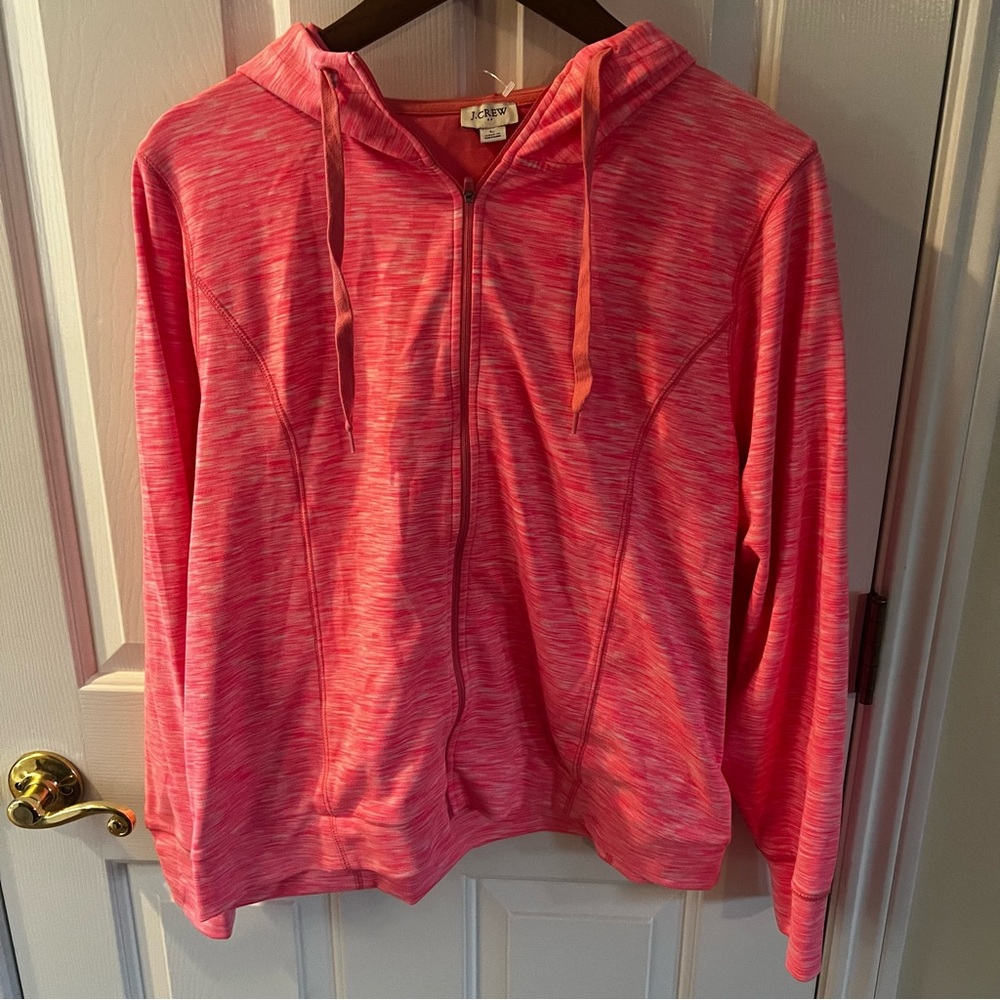 NWOT J. Crew Factory.  Space Dyed Hot Pink Zip-Up Hoodie. Large.